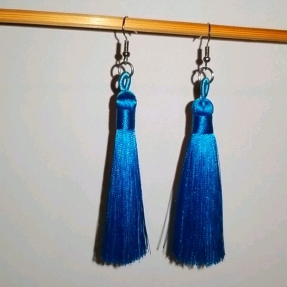 Handcrafted Tassel Earrings (electric blue)